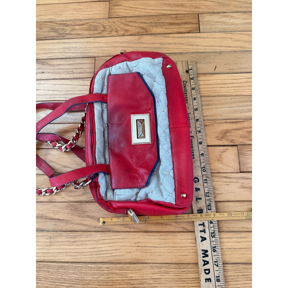 Vintage Y2K 2000s Juicy Couture Red Quilted & Studded Satchel Crossbody Bag - Picture 3 of 7